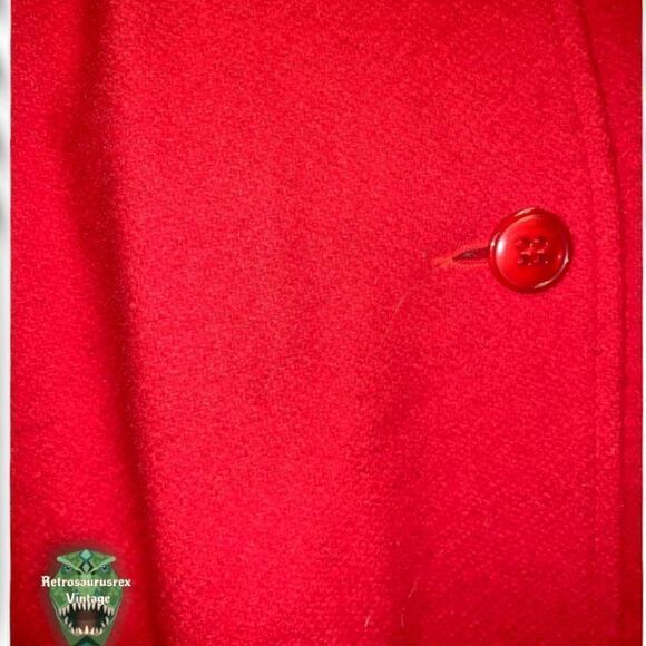 VINTAGE Herman Kay 70’s Wool Blend Striking Red Oversized Cape Shawl Coat,One Si - Picture 3 of 9